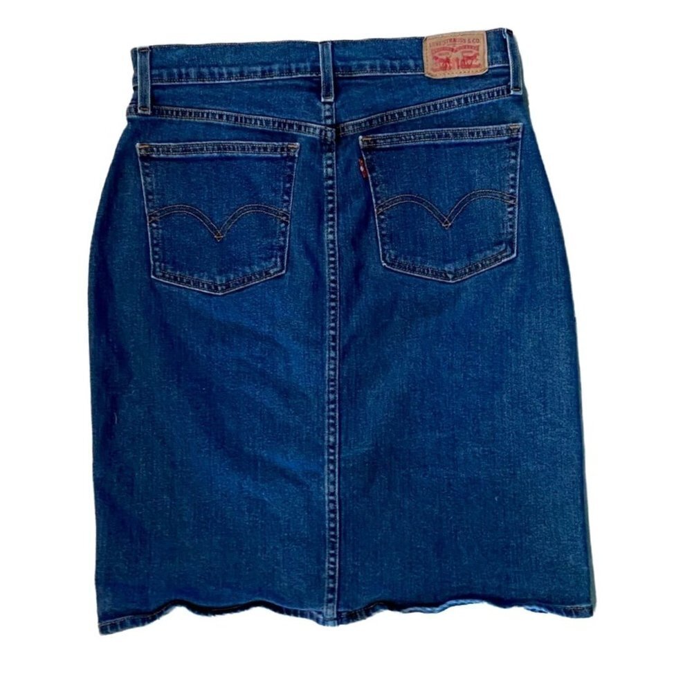 Levis Snap Front Denim Jeans Skirt with Pockets Size 27 - Picture 2 of 9